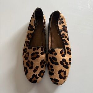 Aerosoles-Betunia Leopard Loafers-Slip on-Leather-Size 10